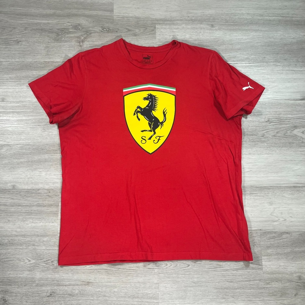Puma Ferrari Scuderia Shirt Mens 2XL Red Yellow Auto Casual